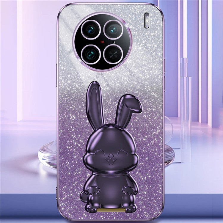 For vivo X90 Pro 5G Slim Case Rabbit Design PC+TPU Kickstand Phone Shell - Purple