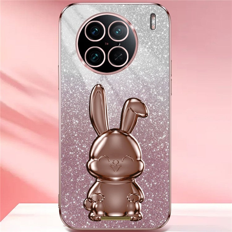 For vivo X90 Pro 5G Slim Case Rabbit Design PC+TPU Kickstand Phone Shell - Pink