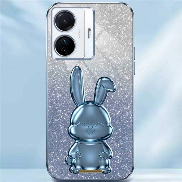 For vivo S15e 5G / T1 Pro 5G PC+TPU Case Rabbit Design Slim Phone Cover with Kickstand - Blue