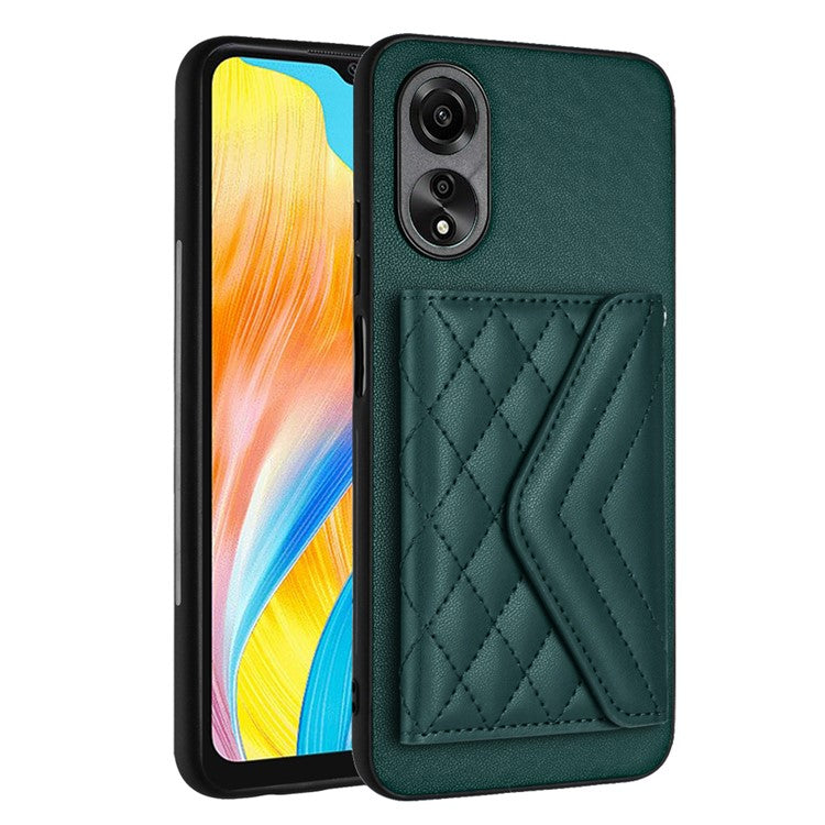 YB Leather Coating Series-8 for Oppo A18 4G / A38 4G Case Card Holder Phone Cover RFID Blocking Shell - Green