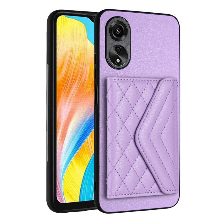 YB Leather Coating Series-8 for Oppo A18 4G / A38 4G Case Card Holder Phone Cover RFID Blocking Shell - Purple