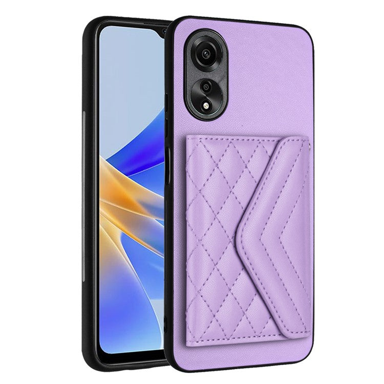 YB Leather Coating Series-8 Phone Case for Oppo A58 4G RFID Blocking Cell Phone Cover - Purple