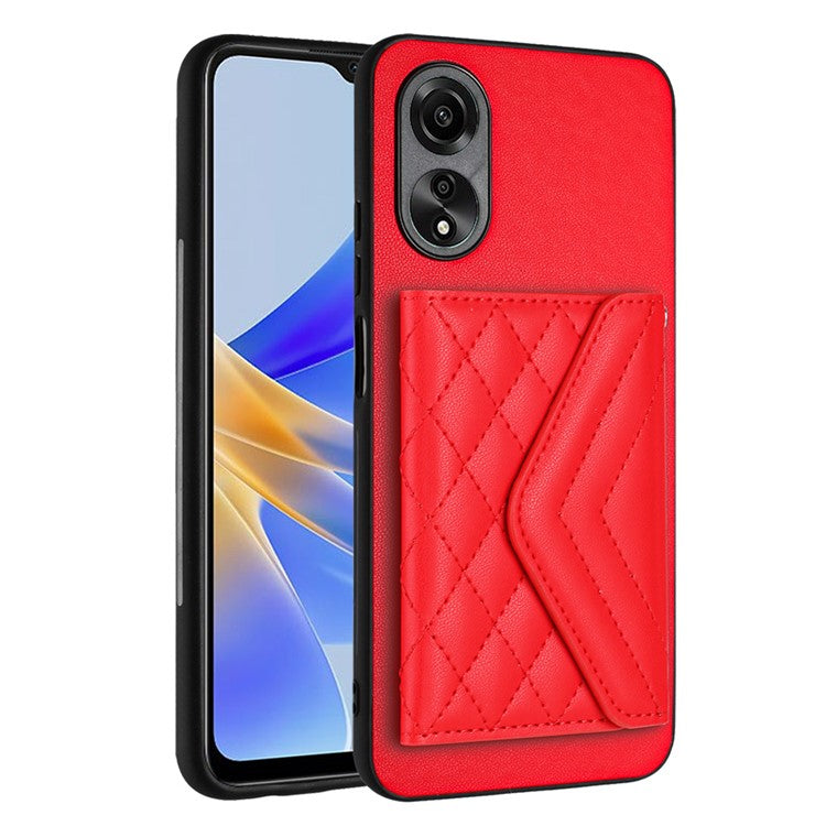 YB Leather Coating Series-8 Phone Case for Oppo A58 4G RFID Blocking Cell Phone Cover - Red