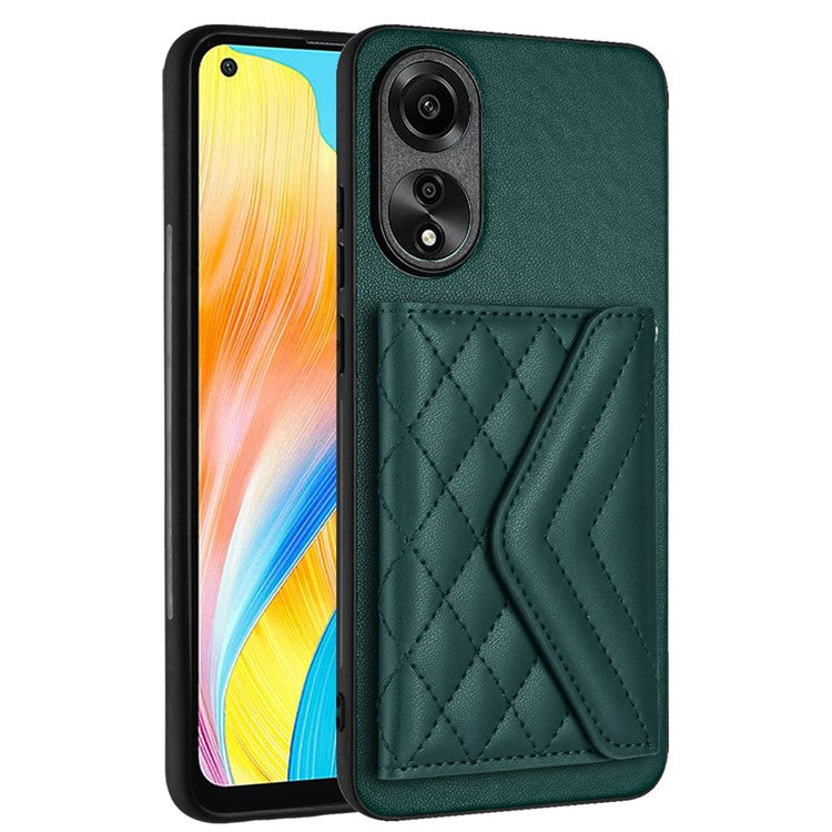 YB Leather Coating Series-8 for Oppo A78 4G RFID Blocking Phone Case Kickstand Mobile Shell Cover - Green