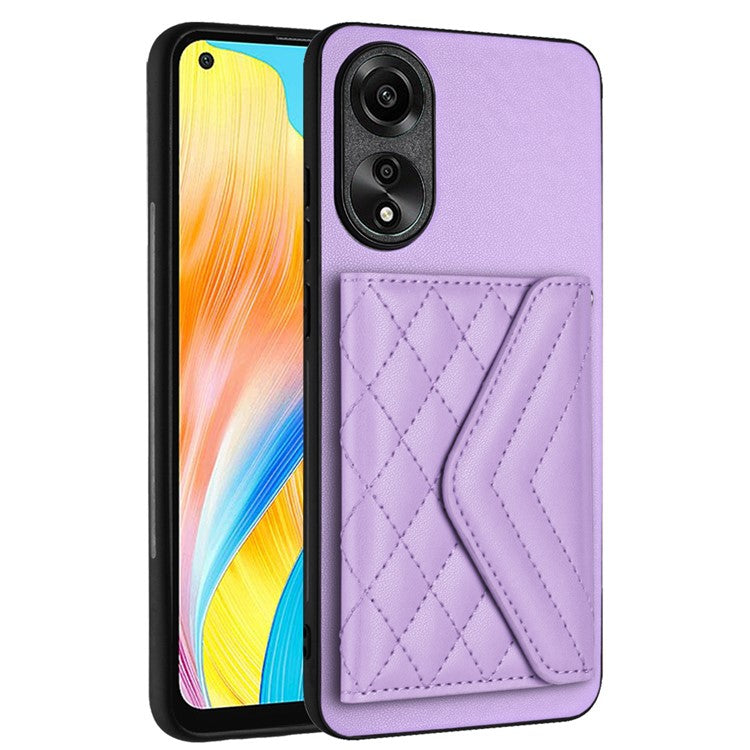 YB Leather Coating Series-8 for Oppo A78 4G RFID Blocking Phone Case Kickstand Mobile Shell Cover - Purple