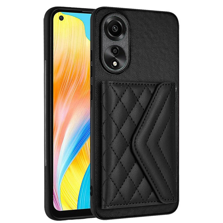 YB Leather Coating Series-8 for Oppo A78 4G RFID Blocking Phone Case Kickstand Mobile Shell Cover - Black