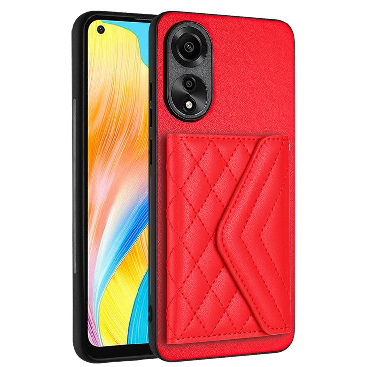 YB Leather Coating Series-8 for Oppo A78 4G RFID Blocking Phone Case Kickstand Mobile Shell Cover - Red