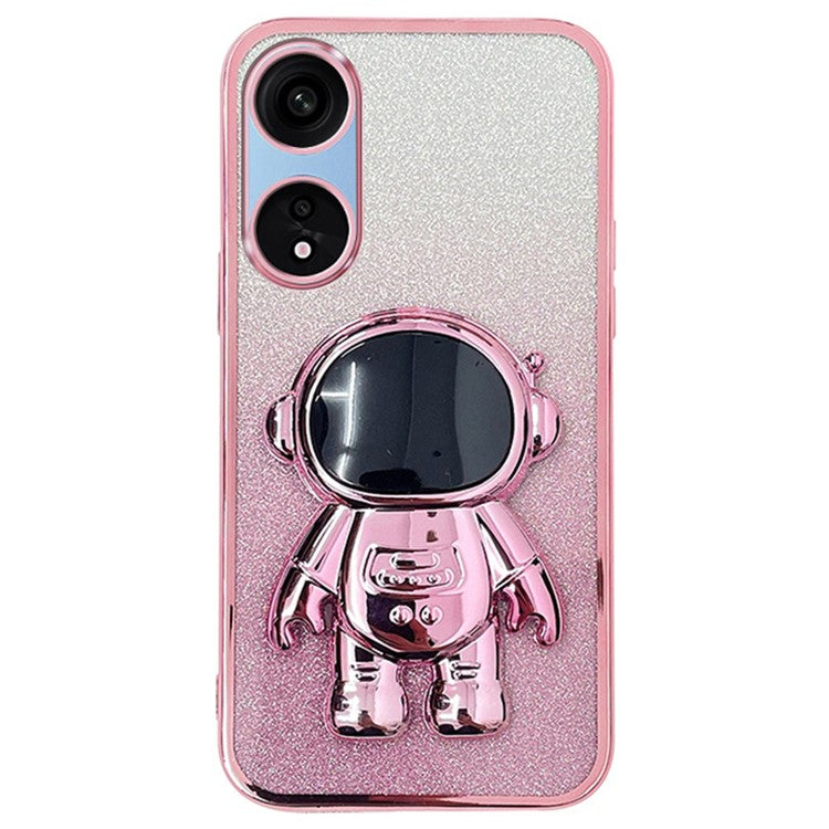 Phone Case for Oppo A1 Pro 5G / Reno8 T 5G PC+TPU Glitter Astronaut Kickstand Cover - Pink