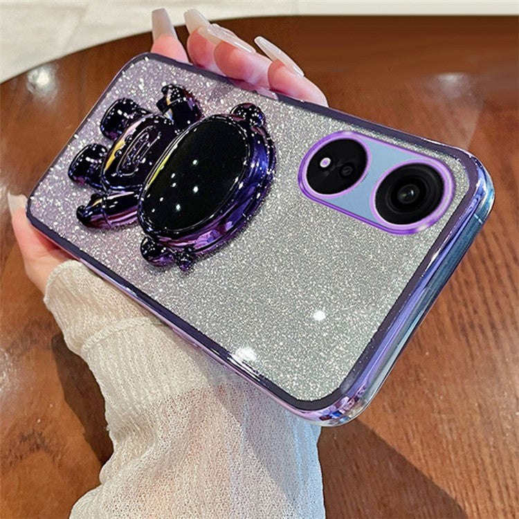 Phone Case for Oppo A1 Pro 5G / Reno8 T 5G PC+TPU Glitter Astronaut Kickstand Cover - Purple