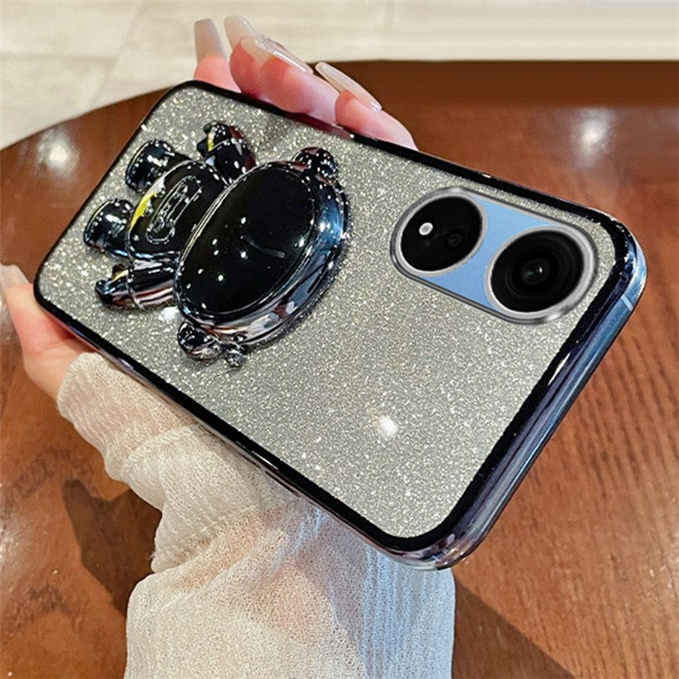 Phone Case for Oppo A1 Pro 5G / Reno8 T 5G PC+TPU Glitter Astronaut Kickstand Cover - Black