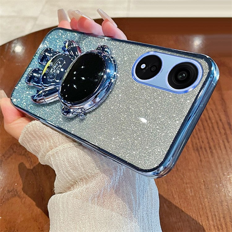 Phone Case for Oppo A1 Pro 5G / Reno8 T 5G PC+TPU Glitter Astronaut Kickstand Cover - Blue