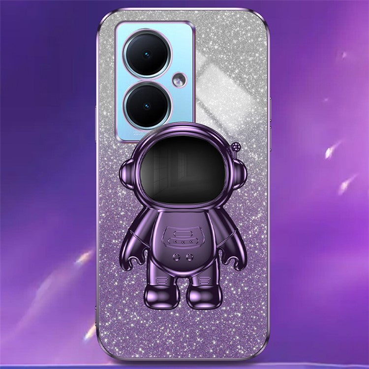 For vivo Y78+ 5G / Y78 5G / V29 Lite 5G Case with Kickstand PC+TPU Cartoon Astronaut Phone Cover - Purple