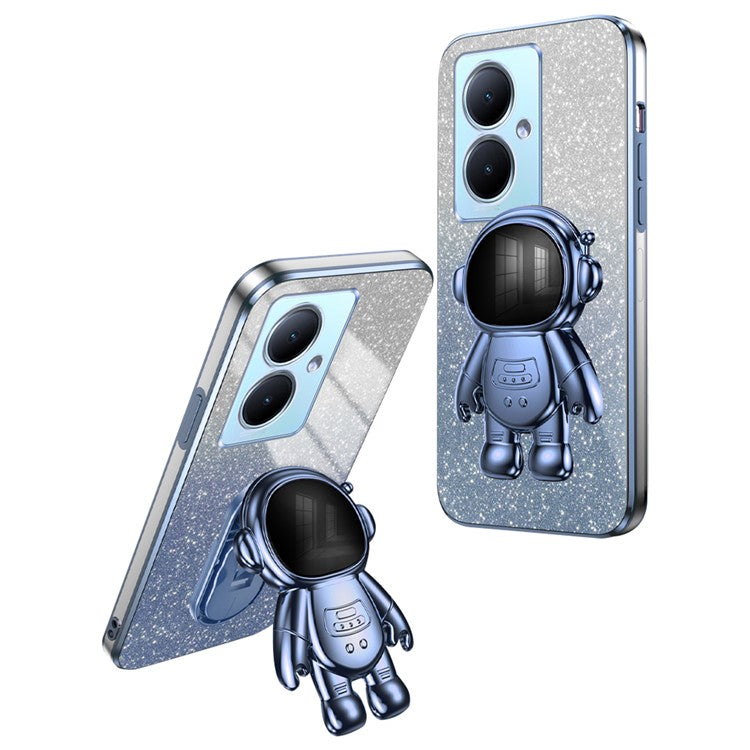 For vivo Y78+ 5G / Y78 5G / V29 Lite 5G Case with Kickstand PC+TPU Cartoon Astronaut Phone Cover - Blue