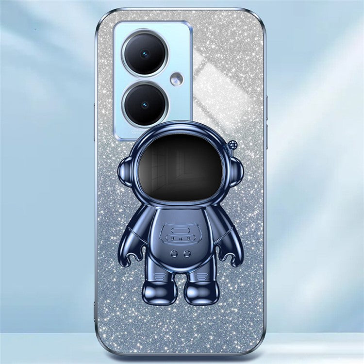 For vivo Y78+ 5G / Y78 5G / V29 Lite 5G Case with Kickstand PC+TPU Cartoon Astronaut Phone Cover - Blue