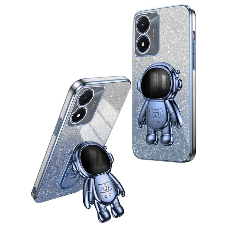 Phone Case for vivo Y02s 4G Astronaut Kickstand PC+TPU Cover Slim-Fit Phone Shell - Blue