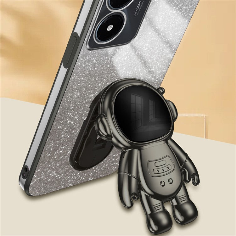 Phone Case for vivo Y02s 4G Astronaut Kickstand PC+TPU Cover Slim-Fit Phone Shell - Black