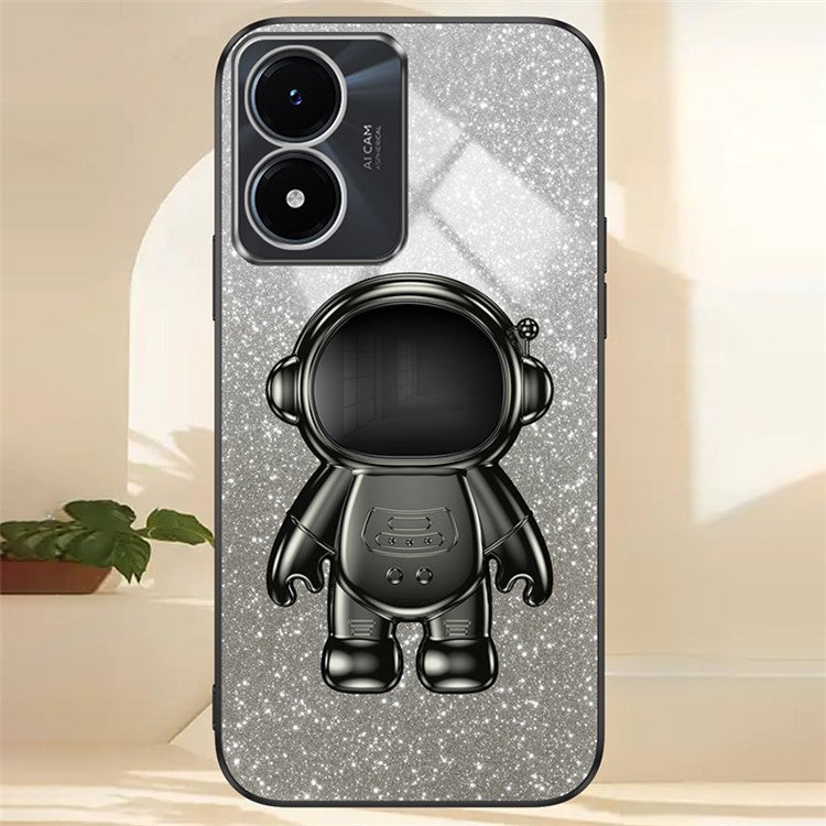 Phone Case for vivo Y02s 4G Astronaut Kickstand PC+TPU Cover Slim-Fit Phone Shell - Black