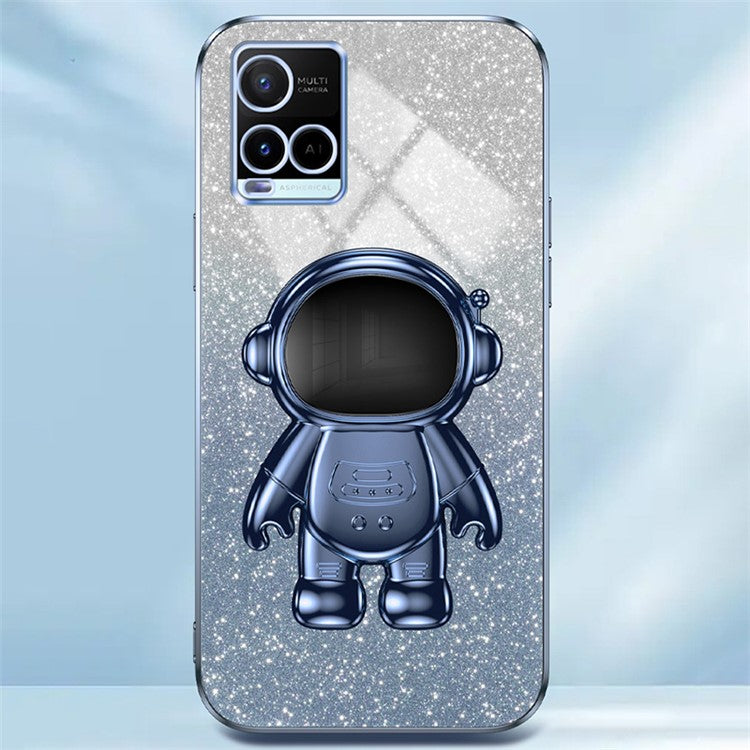 Mobile Phone Cover for vivo Y32 4G / Y21 / Y21s / Y33s Cases Astronaut Kickstand Anti-Scratch PC+TPU Shell - Blue