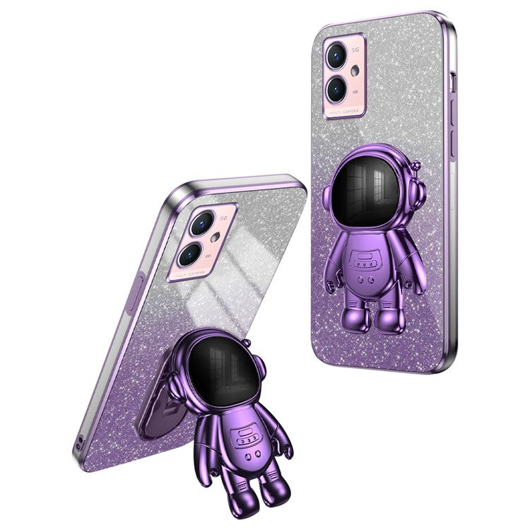 For vivo Y33s 5G / Y75 5G / Y55 5G Shockproof Phone Case Kickstand PC+TPU Phone Cover Shell - Purple