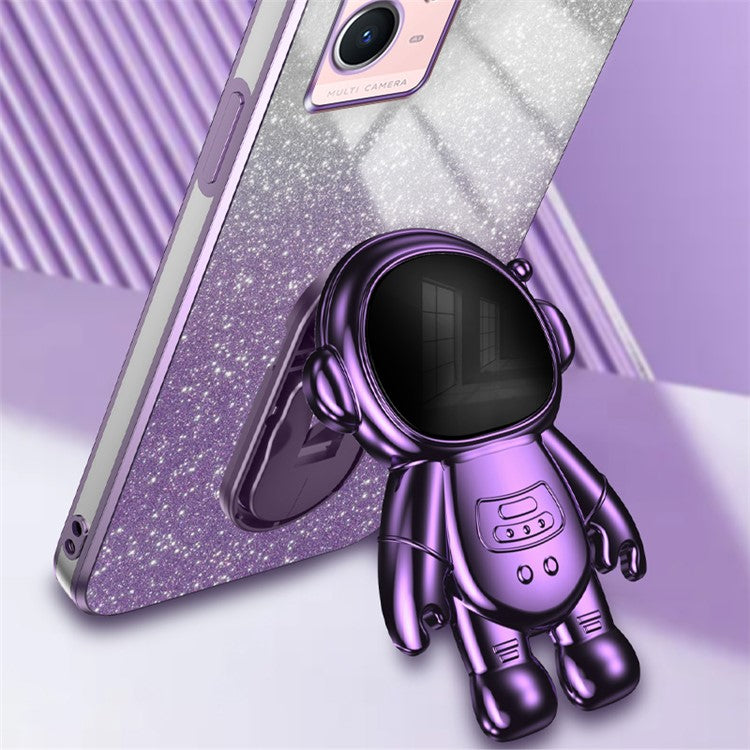 For vivo Y33s 5G / Y75 5G / Y55 5G Shockproof Phone Case Kickstand PC+TPU Phone Cover Shell - Purple