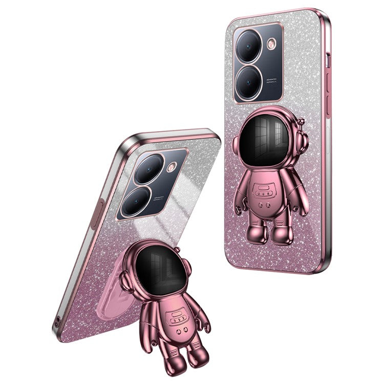 For vivo Y78 5G (China) / Y27 5G / Y36 5G (Global) / Y36 4G (Global) Case Astronaut Kickstand Phone Cover - Pink