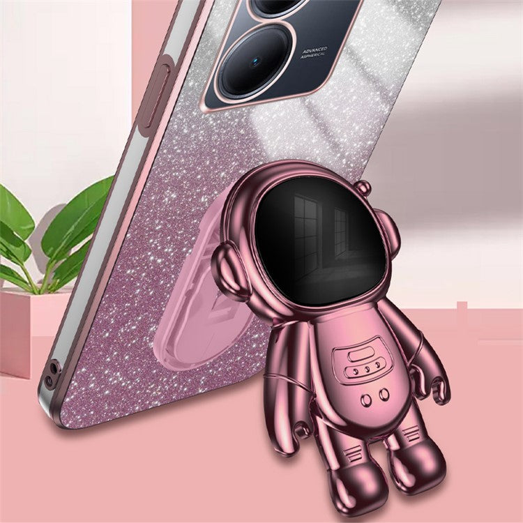 For vivo Y78 5G (China) / Y27 5G / Y36 5G (Global) / Y36 4G (Global) Case Astronaut Kickstand Phone Cover - Pink