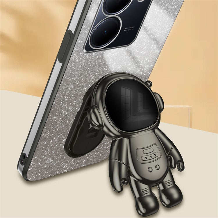 For vivo Y78 5G (China) / Y27 5G / Y36 5G (Global) / Y36 4G (Global) Case Astronaut Kickstand Phone Cover - Black