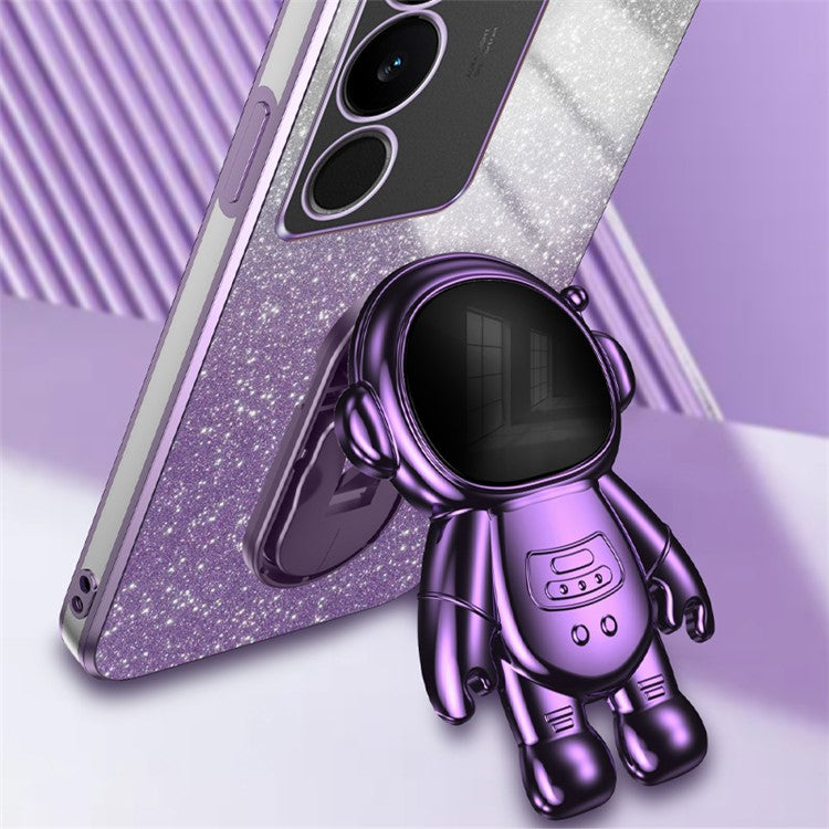 Slim-Fit Phone Case for vivo S17 Pro 5G / S17 5G Anti-Scratch Phone Shell Kickstand PC+TPU Cover - Purple