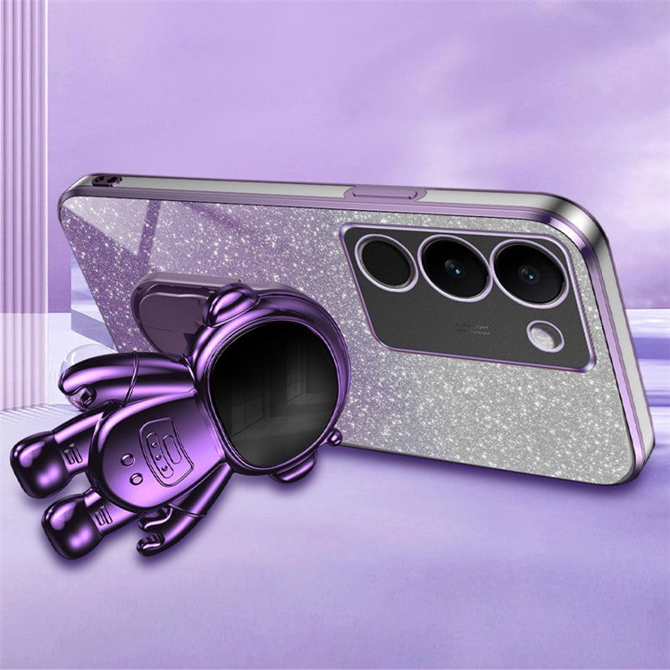 Slim-Fit Phone Case for vivo S17 Pro 5G / S17 5G Anti-Scratch Phone Shell Kickstand PC+TPU Cover - Purple