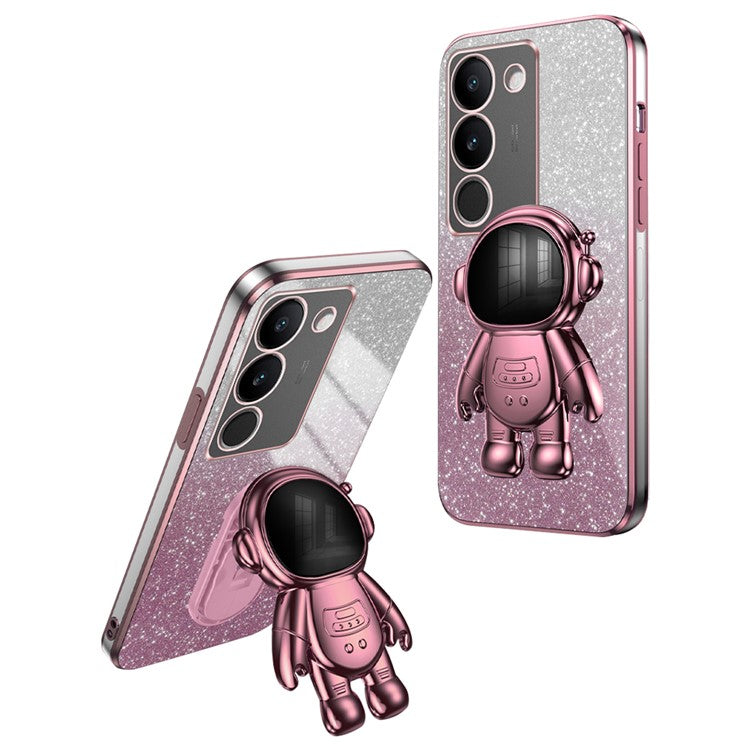 Slim-Fit Phone Case for vivo S17 Pro 5G / S17 5G Anti-Scratch Phone Shell Kickstand PC+TPU Cover - Pink