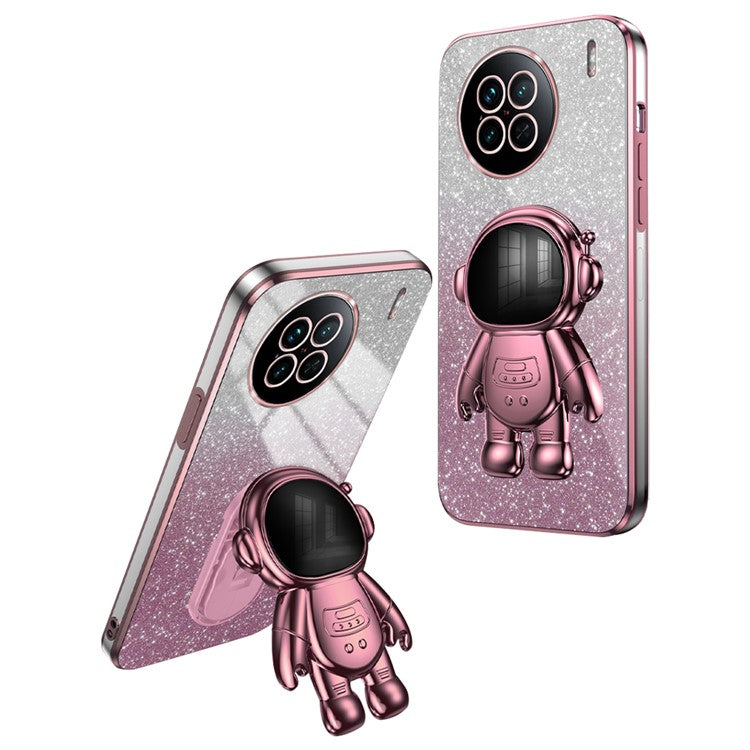 Phone Case for vivo X90 5G Astronaut Kickstand PC+TPU Cover Slim-Fit Phone Shell - Pink