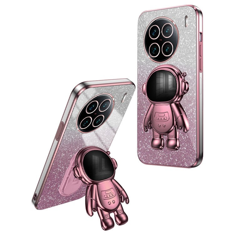 For vivo X90 Pro+ 5G Electroplating PC+TPU Cell Phone Case Dustproof Kickstand Cover - Pink