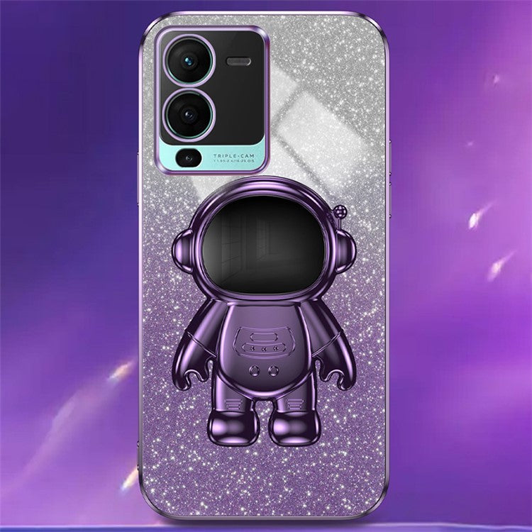 For vivo S15 Pro 5G Dustproof PC+TPU Phone Case Kickstand Electroplating Phone Cover - Purple