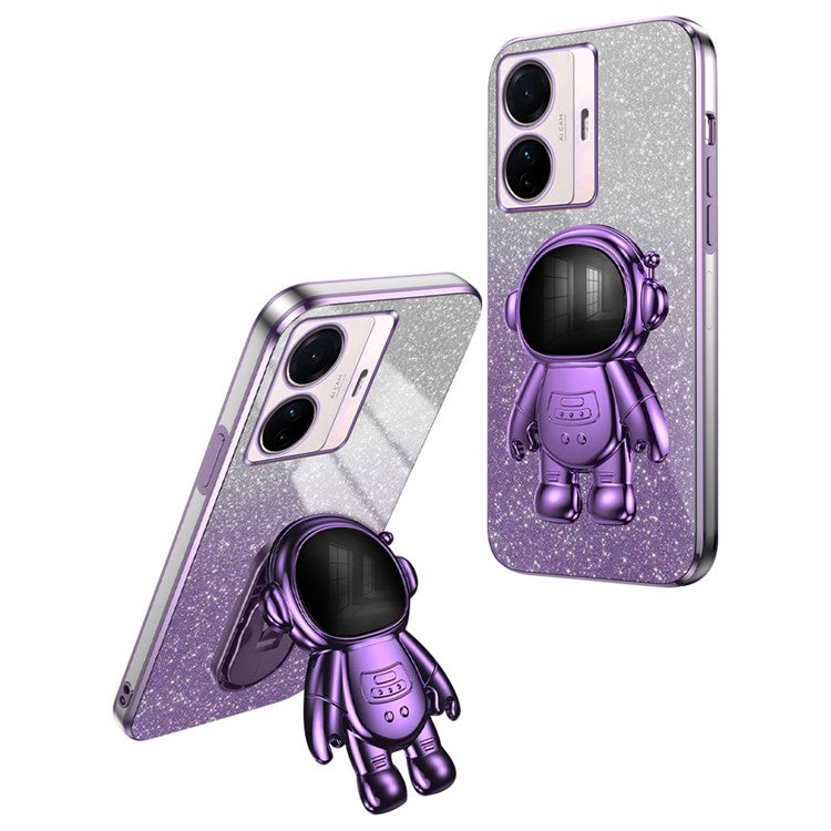 For vivo S15e 5G / T1 Pro 5G Shockproof PC+TPU Case Dustproof Cover Kickstand Phone Shell - Purple