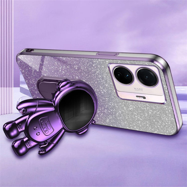 For vivo S15e 5G / T1 Pro 5G Shockproof PC+TPU Case Dustproof Cover Kickstand Phone Shell - Purple