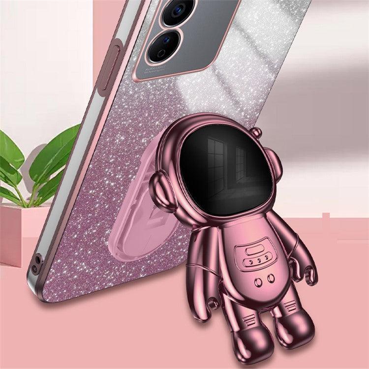 For vivo S16 Pro / S16 PC+TPU Kickstand Cell Phone Case Dustproof Electroplating Cover - Pink