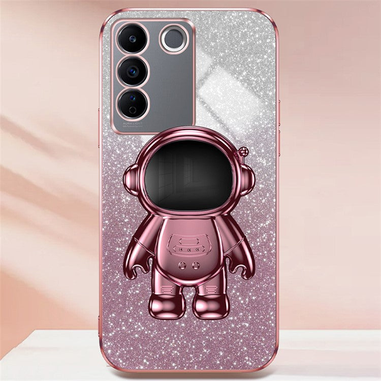 For vivo S16 Pro / S16 PC+TPU Kickstand Cell Phone Case Dustproof Electroplating Cover - Pink