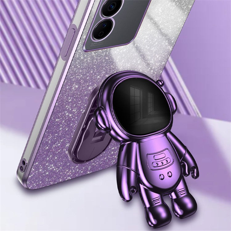 For vivo S16 Pro / S16 PC+TPU Kickstand Cell Phone Case Dustproof Electroplating Cover - Purple