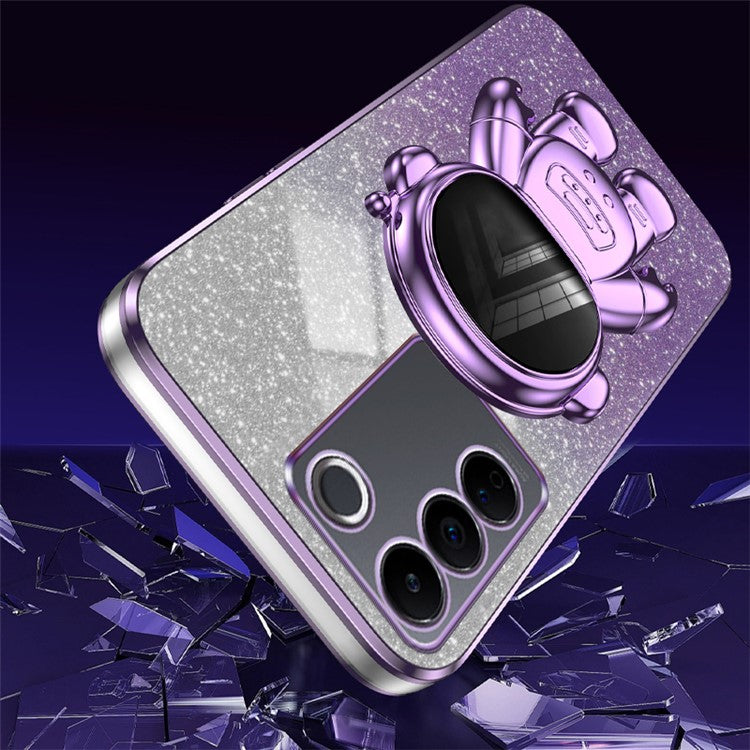 For vivo S16 Pro / S16 PC+TPU Kickstand Cell Phone Case Dustproof Electroplating Cover - Purple