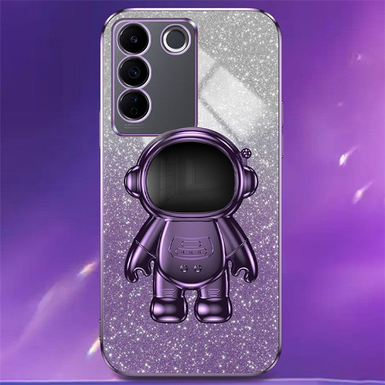 For vivo S16 Pro / S16 PC+TPU Kickstand Cell Phone Case Dustproof Electroplating Cover - Purple