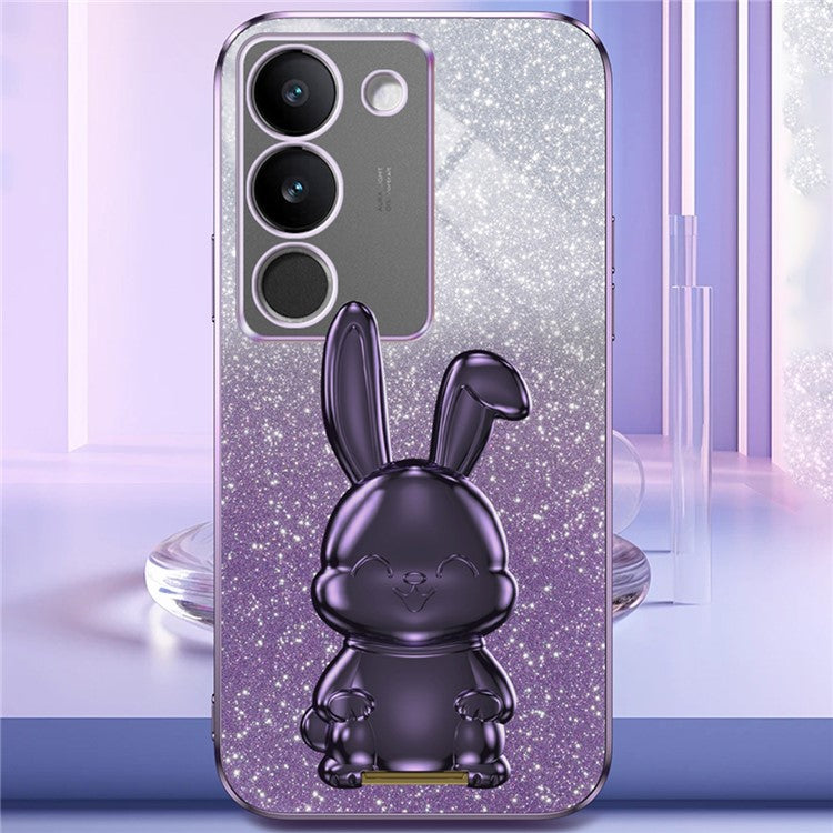 For vivo S17 5G Slim Case Rabbit Design PC+TPU Kickstand Phone Cover - Purple