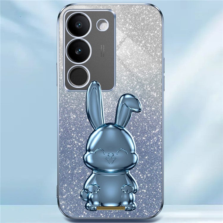 For vivo S17 5G Slim Case Rabbit Design PC+TPU Kickstand Phone Cover - Blue