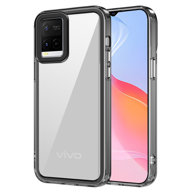 For vivo Y21 / Y33s / Y21s / Y32 4G / Y21t 4G Clear Case PC+TPU Anti-yellow Phone Cover - Transparent Black