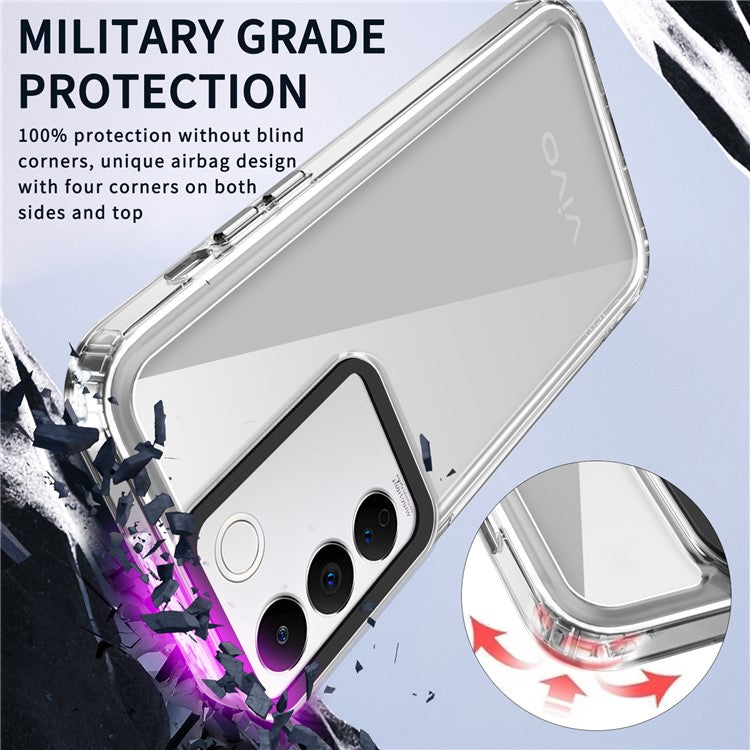 For vivo V27e 4G / Y200 4G / V30 Lite 5G Cell Phone Cases PC+TPU Clear Slim Cover - Transparent