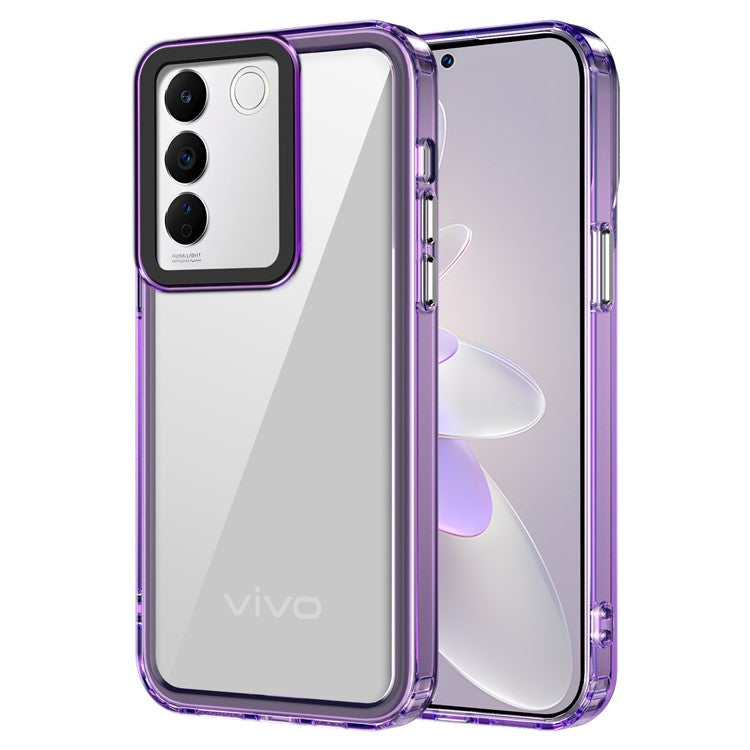 For vivo V27e 4G / Y200 4G / V30 Lite 5G Cell Phone Cases PC+TPU Clear Slim Cover - Transparent Purple