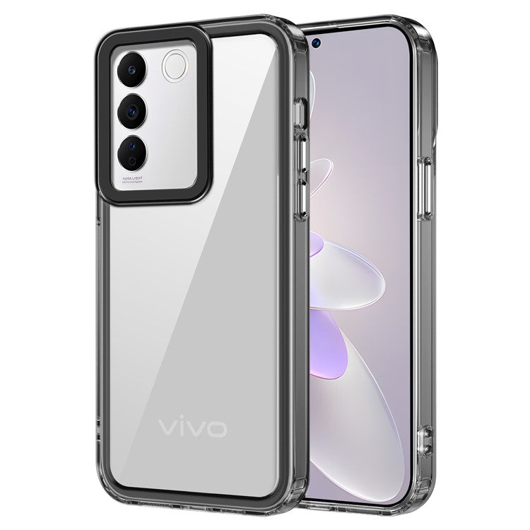 For vivo V27e 4G / Y200 4G / V30 Lite 5G Cell Phone Cases PC+TPU Clear Slim Cover - Transparent Black