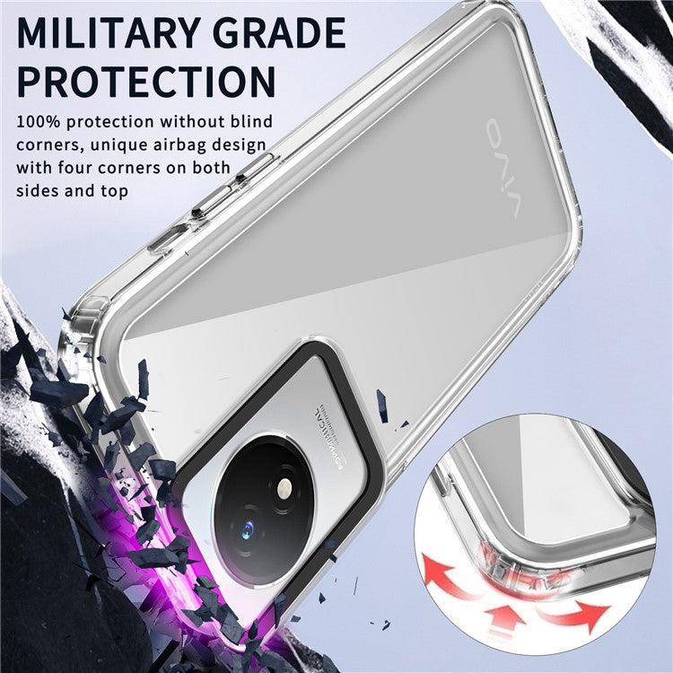 For vivo Y02A 4G / Y02 4G Case Slim-Fit Cell Phone Cover Clear PC+TPU Phone Shell - Transparent