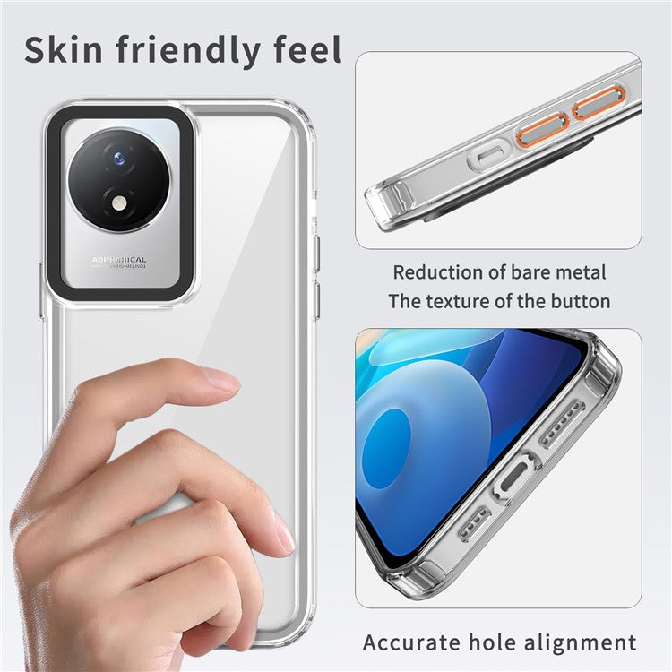 For vivo Y02A 4G / Y02 4G Case Slim-Fit Cell Phone Cover Clear PC+TPU Phone Shell - Transparent