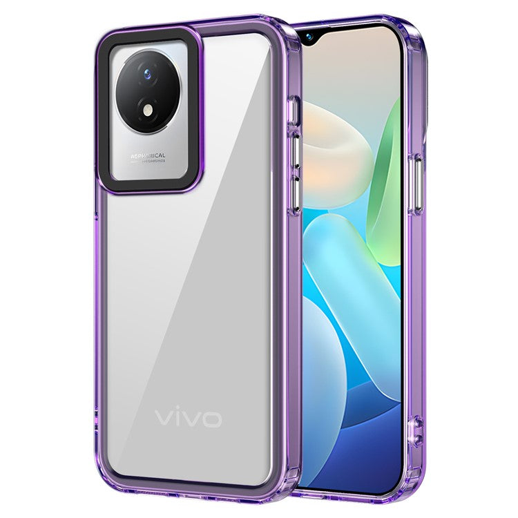 For vivo Y02A 4G / Y02 4G Case Slim-Fit Cell Phone Cover Clear PC+TPU Phone Shell - Transparent Purple