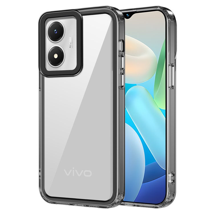 Phone Cover for vivo Y02s 4G / Y16 4G / Y56 5G Case Drop Protection HD Clear Shell - Transparent Black